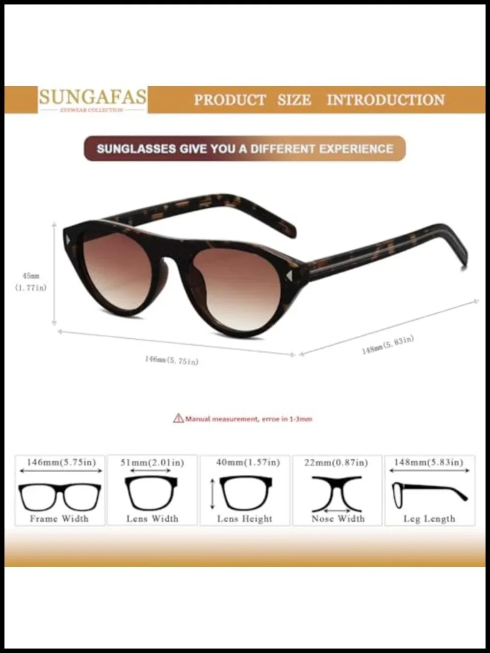 Retro Small Oval Cat Eye Sunglasses UV400 Protection Vintage Style